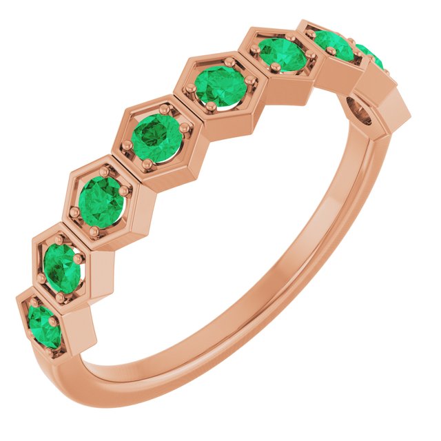 Natural Emerald Stackable Ring variant--Emerald variant--14K-rose-gold