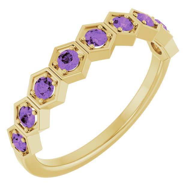 Natural Amethyst Stackable Ring variant--Amethyst variant--14K-yellow-gold