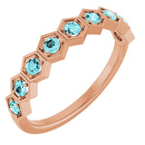 Natural Blue Zircon Stackable Ring variant--Citrine variant--14K-rose-gold