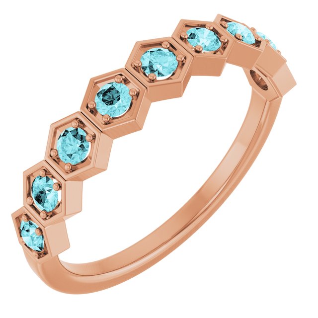 Natural Blue Zircon Stackable Ring variant--Citrine variant--14K-rose-gold