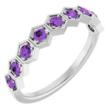Natural Mozambique Garnet Stackable Ring variant--Amethyst variant--14K-white-gold
