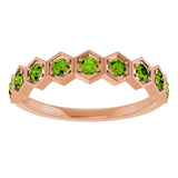 Hexagon stackable birthstone ring with peridot in 14K gold variant--Peridot variant--14K-rose-gold