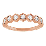 Hexagon stackable birthstone ring with diamond in 14K gold variant--Diamond variant--14K-rose-gold