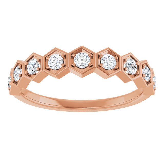 Hexagon stackable birthstone ring with diamond in 14K gold variant--Diamond variant--14K-rose-gold