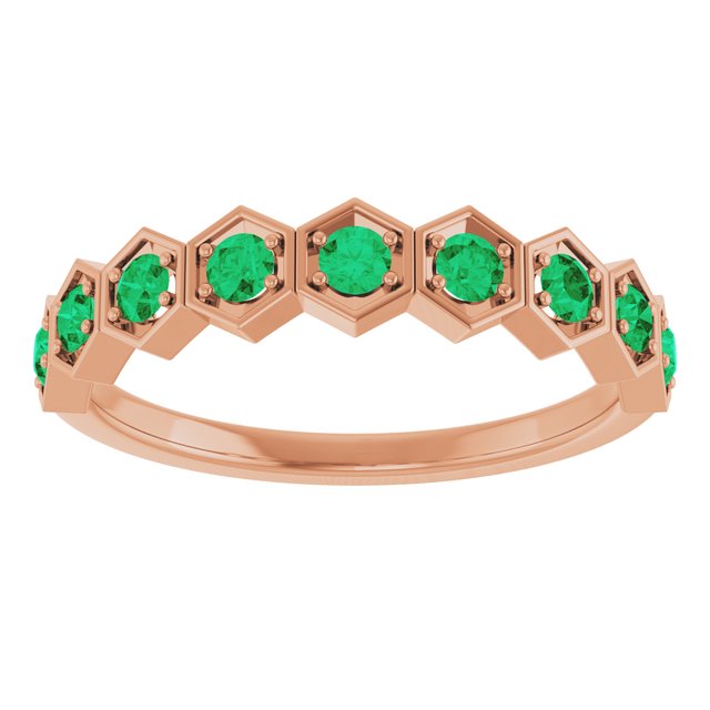 Hexagon stackable birthstone ring with emerald in 14K gold variant--Emerald variant--14K-rose-gold