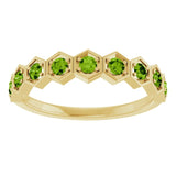 Hexagon stackable ring with peridot in 14K rose gold variant--Peridot variant--14K-yellow-gold
