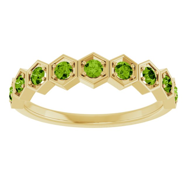 Hexagon stackable ring with peridot in 14K rose gold variant--Peridot variant--14K-yellow-gold