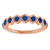 Hexagon stackable birthstone ring with sapphire in 14K gold variant--Sapphire variant--14K-rose-gold