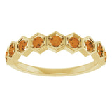 Hexagon stackable ring with natural sapphire in 14K rose gold variant--Citrine variant--14K-yellow-gold