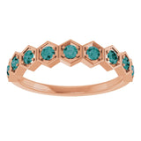 Hexagon stackable birthstone ring with alexandrite in 14K gold variant--Emerald variant--14K-rose-gold