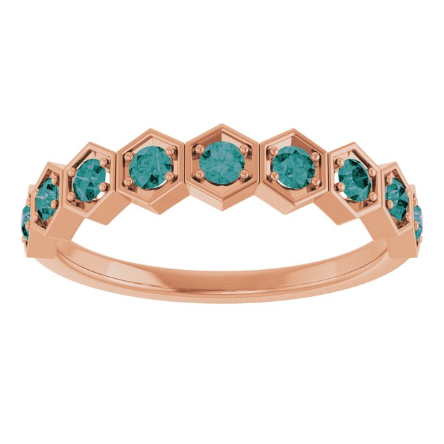 Hexagon stackable birthstone ring with alexandrite in 14K gold variant--Emerald variant--14K-rose-gold