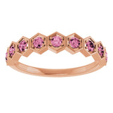 Hexagon stackable birthstone ring with tourmaline in 14K gold variant--Tourmaline variant--14K-rose-gold