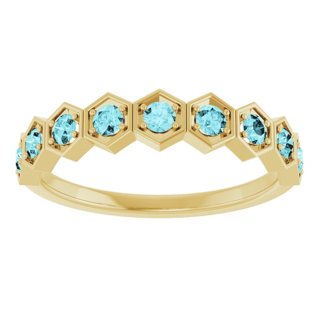 Hexagon stackable ring with citrine in 14K yellow gold variant--Zircon variant--14K-yellow-gold