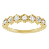 Hexagon stackable ring with natural diamond in 14K rose gold variant--Diamond variant--14K-yellow-gold