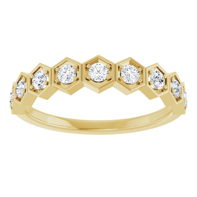 Hexagon stackable ring with natural diamond in 14K rose gold variant--Diamond variant--14K-yellow-gold