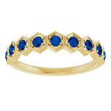 Hexagon stackable ring with natural ruby in 14K yellow gold variant--Sapphire variant--14K-yellow-gold