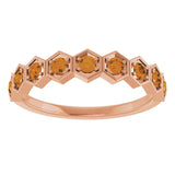 Hexagon stackable birthstone ring with citrine in 14K gold variant--Citrine variant--14K-rose-gold