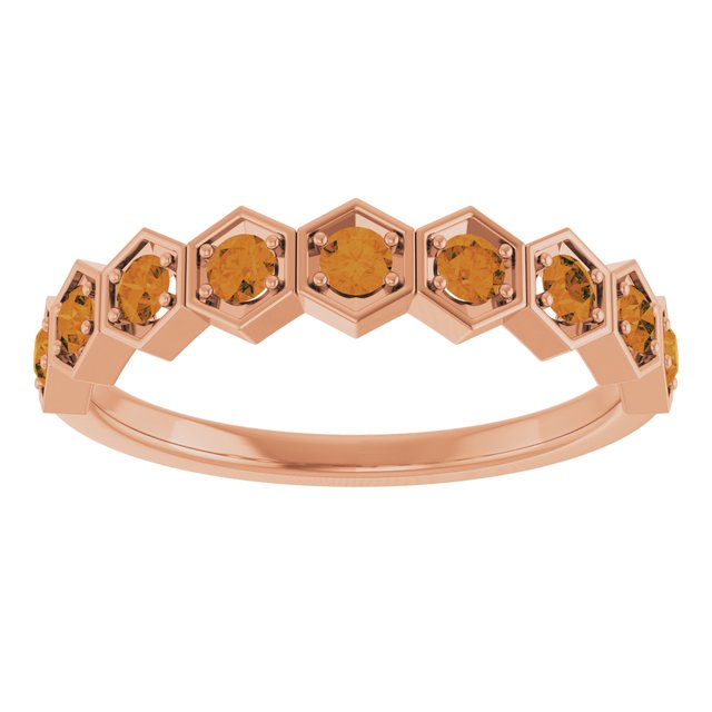 Hexagon stackable birthstone ring with citrine in 14K gold variant--Citrine variant--14K-rose-gold