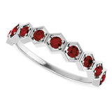 Hexagon stackable ring with citrine in 14K rose gold variant--Garnet variant--14K-white-gold