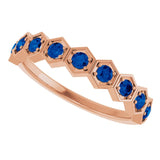 Hexagon stackable birthstone ring with peridot in 14K gold variant--Sapphire variant--14K-rose-gold