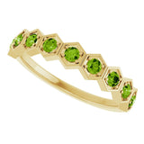 Hexagon stackable ring with peridot in 14K yellow gold variant--Peridot variant--14K-yellow-gold