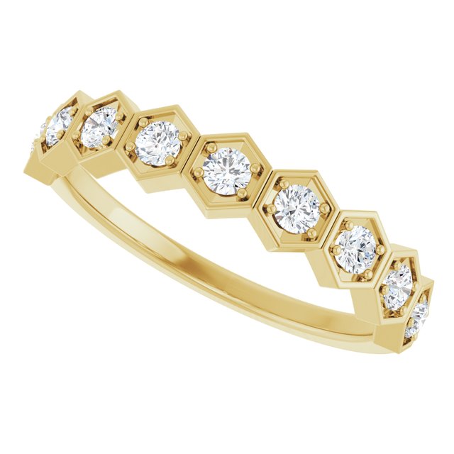 Hexagon stackable ring with natural diamond in 14K yellow gold variant--Diamond variant--14K-yellow-gold