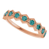 Hexagon stackable birthstone ring with emerald in 14K gold variant--Emerald variant--14K-rose-gold