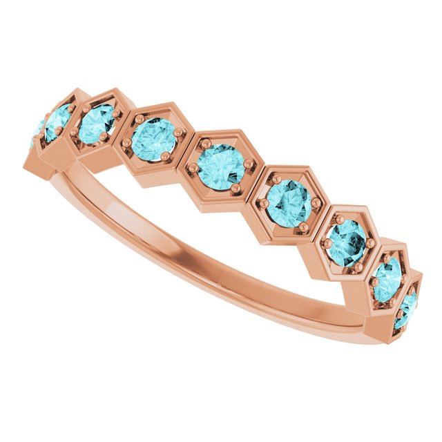 Hexagon stackable birthstone ring with amethyst in 14K gold variant--Zircon variant--14K-rose-gold