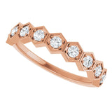 Hexagon stackable birthstone ring with aquamarine in 14K gold variant--Diamond variant--14K-rose-gold