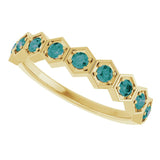 Hexagon stackable ring with natural emerald in 14K rose gold variant--Alexandrite variant--14K-yellow-gold variant--14K-white-gold variant--14K-rose-gold