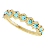Hexagon stackable ring with tourmaline in 14K white gold variant--Zircon variant--14K-yellow-gold