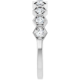 Hexagon stackable birthstone ring with diamond in 14K gold variant--Diamond variant--14K-white-gold