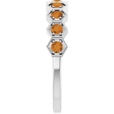 Hexagon stackable birthstone ring with citrine in 14K gold variant--Citrine variant--14K-white-gold