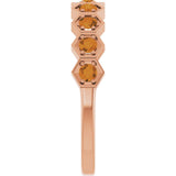 Hexagon stackable birthstone ring with citrine in 14K gold variant--Citrine variant--14K-rose-gold