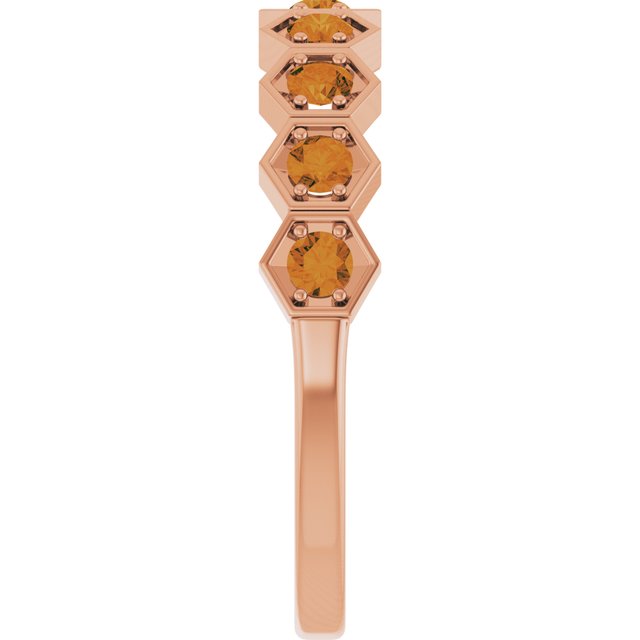 Hexagon stackable birthstone ring with citrine in 14K gold variant--Citrine variant--14K-rose-gold