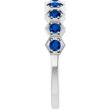 Hexagon stackable birthstone ring with sapphire in 14K gold variant--Sapphire variant--14K-white-gold