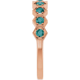 Hexagon stackable birthstone ring with alexandrite in 14K gold variant--Emerald variant--14K-rose-gold