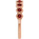 Hexagon stackable birthstone ring with garnet in 14K gold variant--Garnet variant--14K-rose-gold