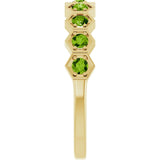 Hexagon stackable ring with lab-grown ruby in 14K yellow gold variant--Peridot variant--14K-yellow-gold