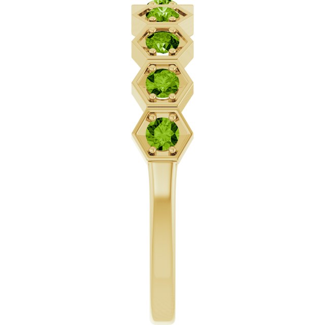 Hexagon stackable ring with lab-grown ruby in 14K yellow gold variant--Peridot variant--14K-yellow-gold