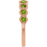 Hexagon stackable birthstone ring with peridot in 14K gold variant--Peridot variant--14K-rose-gold