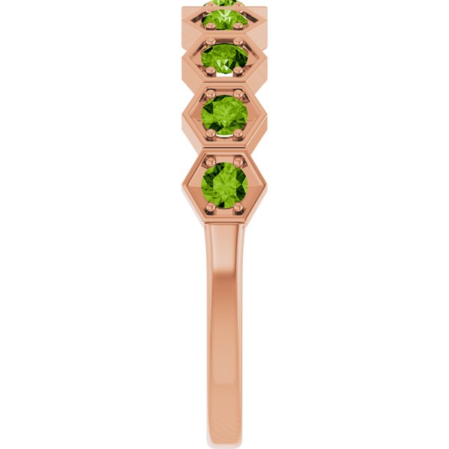 Hexagon stackable birthstone ring with peridot in 14K gold variant--Peridot variant--14K-rose-gold