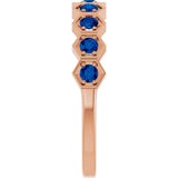 Hexagon stackable birthstone ring with sapphire in 14K gold variant--Sapphire variant--14K-rose-gold