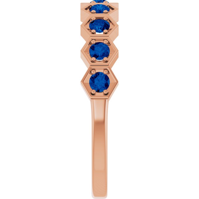 Hexagon stackable birthstone ring with sapphire in 14K gold variant--Sapphire variant--14K-rose-gold