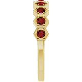 Hexagon stackable ring with amethyst in 14K yellow gold variant--Garnet variant--14K-yellow-gold