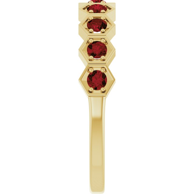 Hexagon stackable ring with amethyst in 14K yellow gold variant--Garnet variant--14K-yellow-gold