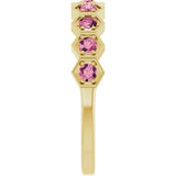 Hexagon stackable ring with lab-grown sapphire in 14K rose gold variant--Tourmaline variant--14K-yellow-gold