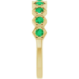 Hexagon stackable ring with natural emerald in 14K white gold variant--Emerald variant--14K-yellow-gold