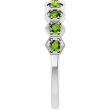 Hexagon stackable birthstone ring with peridot in 14K gold variant--Peridot variant--14K-white-gold