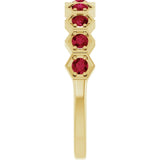 Hexagon stackable ring with natural alexandrite in 14K rose gold variant--Ruby variant--14K-yellow-gold